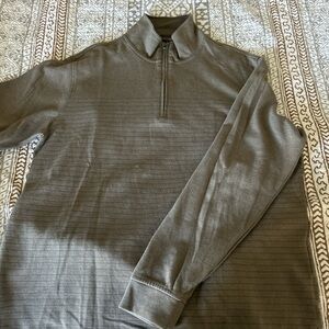 Van Heusen Olive Green Zip-Up Knit Pullover